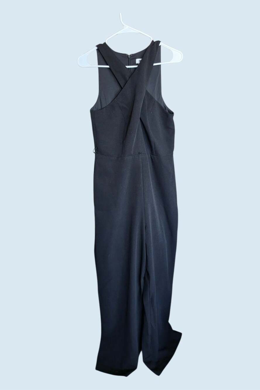 DKNY Halter Neck Jumpsuit Size 6 Black Criss Cross